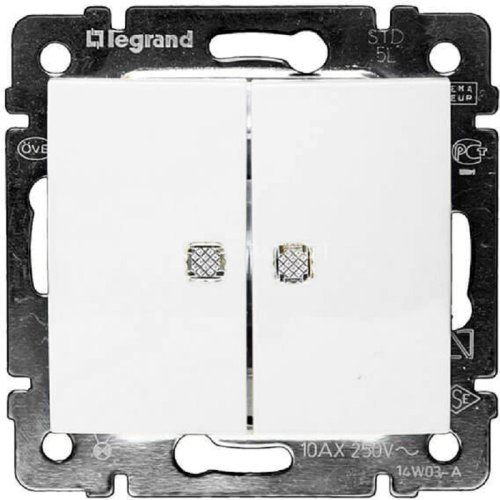 Переключатель с подсветкой без рамки Legrand Valena 2-кл. проходной белый фото Переключатель с подсветкой без рамки Legrand Valena 2-кл. проходной белый картинка